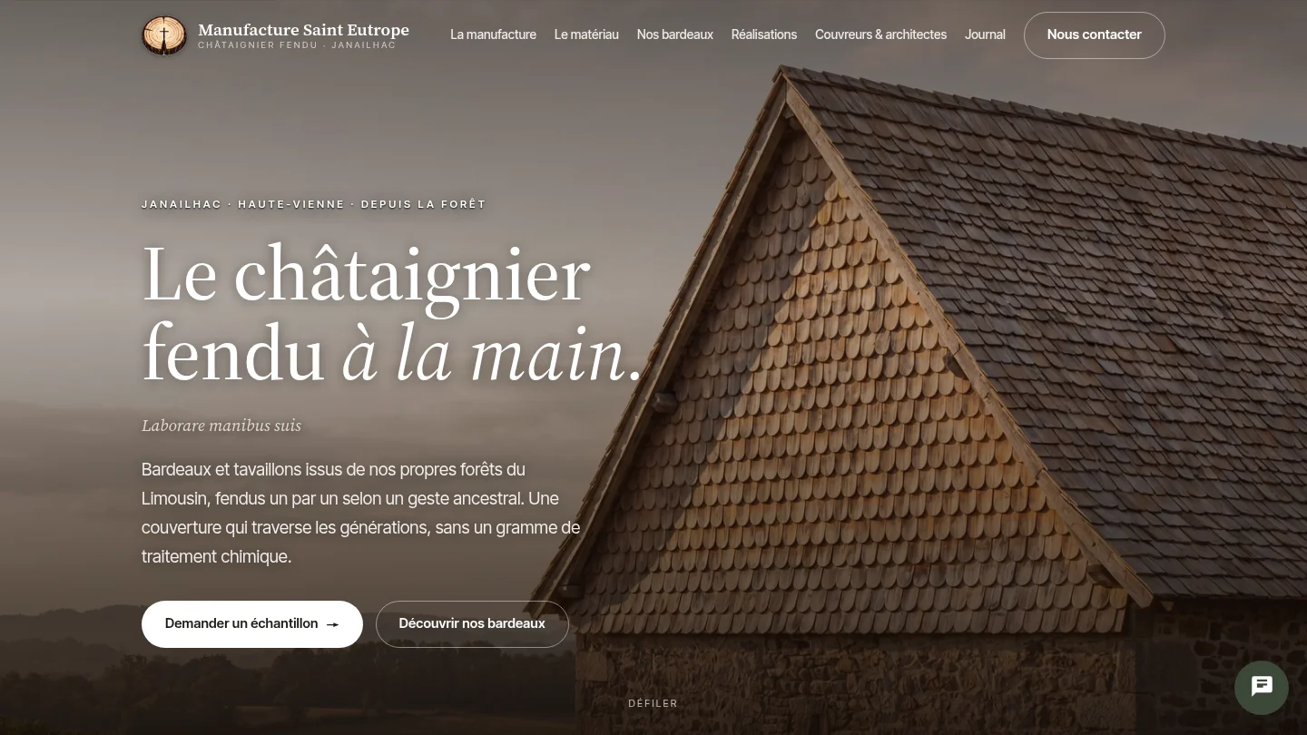 Capture de la page d’accueil de Manufacture Saint Eutrope