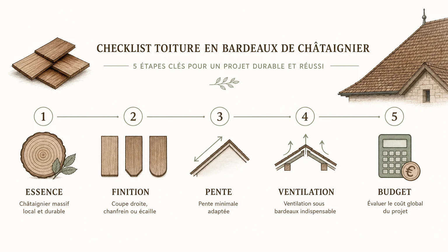Checklist des critères pour choisir un bardeau de châtaignier